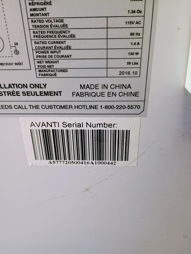 Avanti cf50b0w cu ft chest - ft,