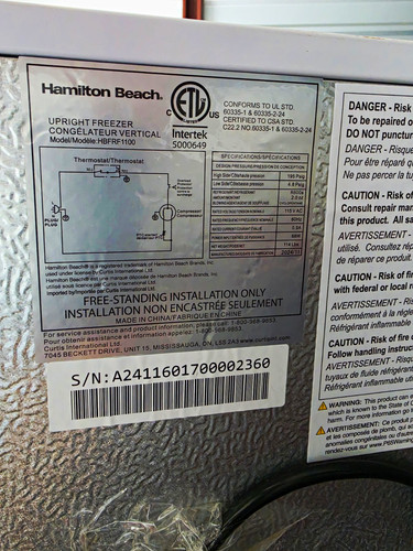Hamilton beach upright freezer - hamilton,